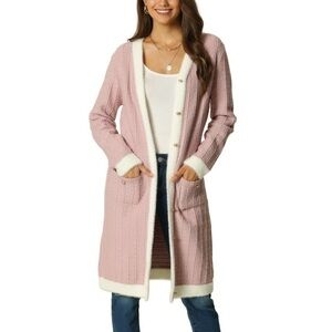Seta J Pink Preppy Cardigan Long Dress Sweater